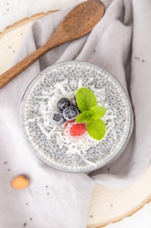 a bowl of ice cream with fruit