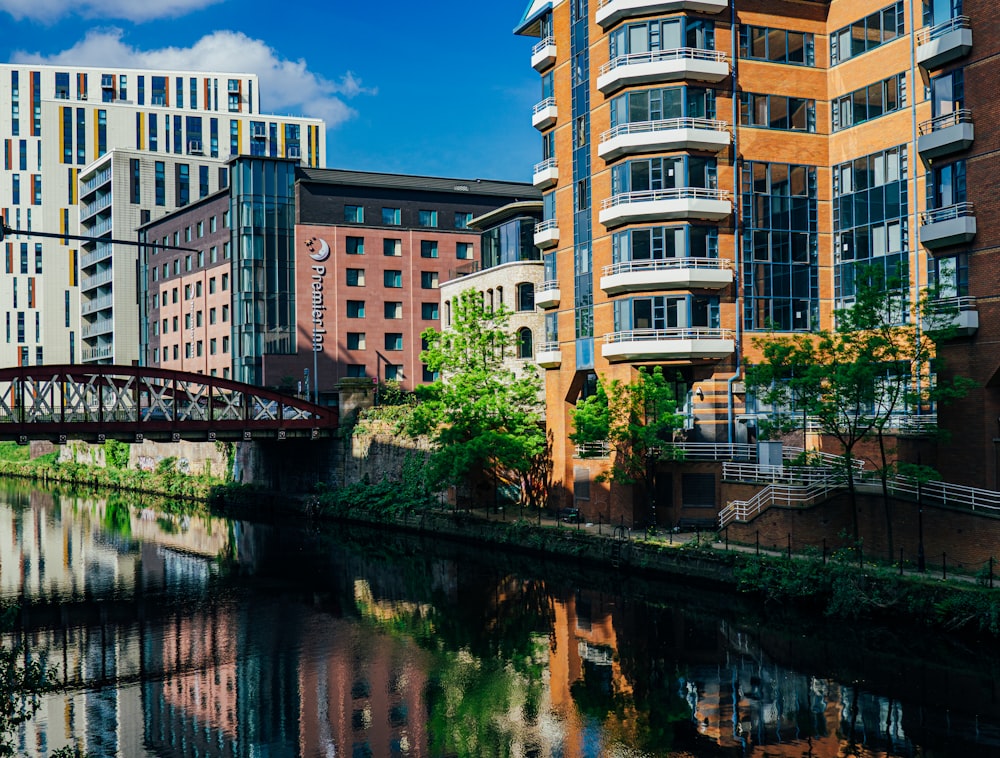 a body of water with buildings around it