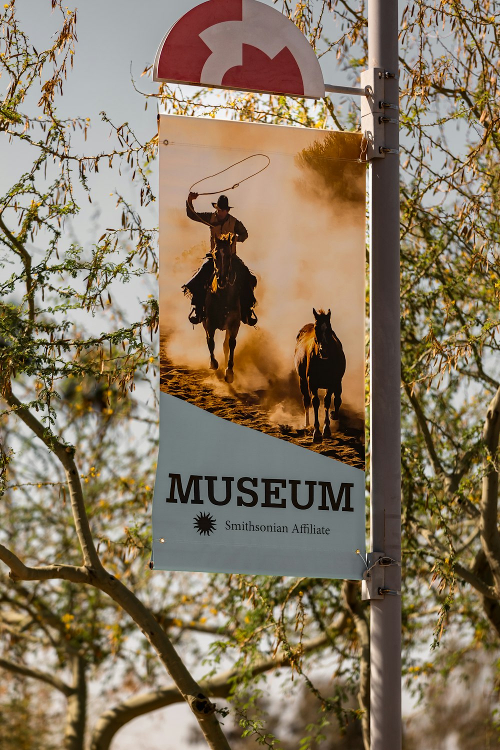a sign with a picture of a person on a horse