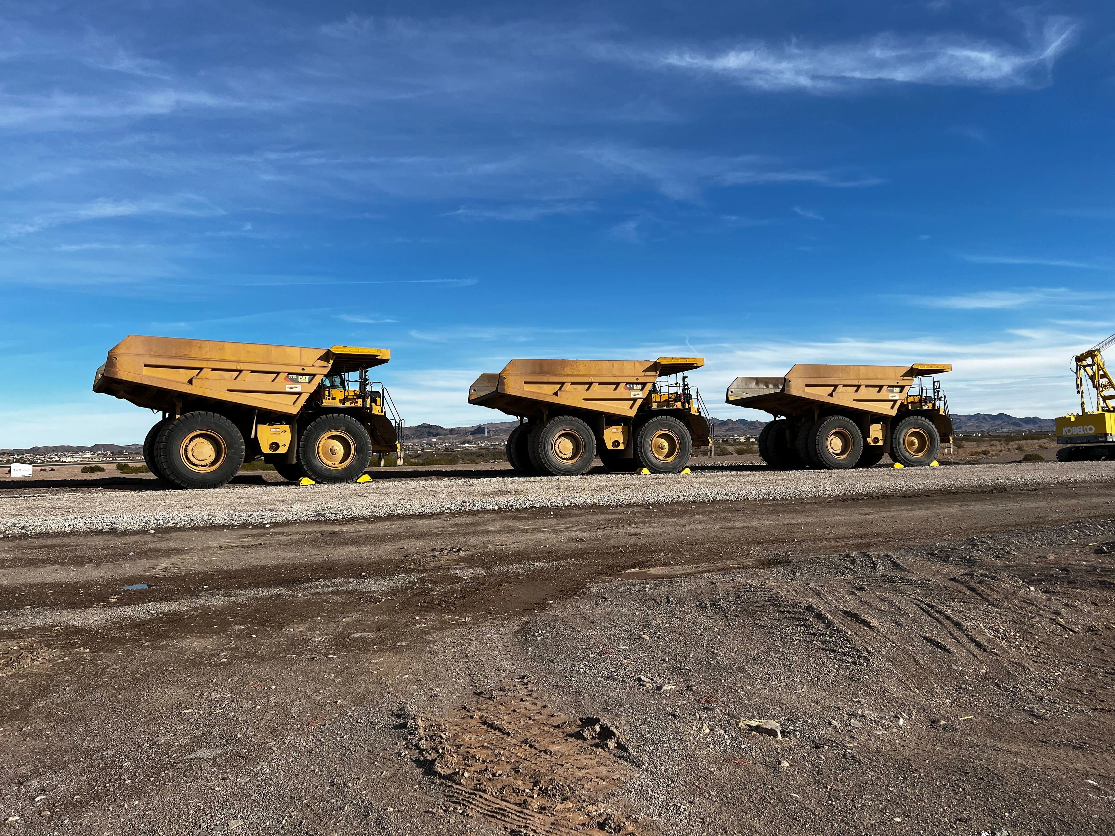 Fleet of mining trucks