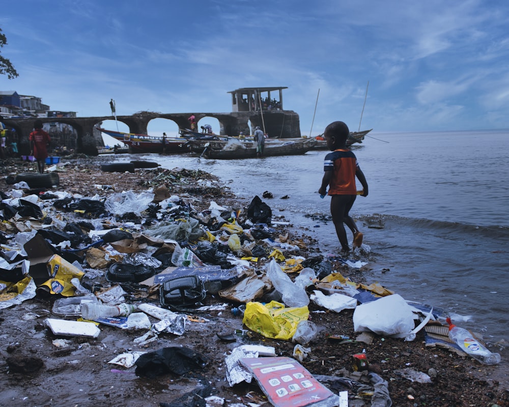 a person walking on a beach