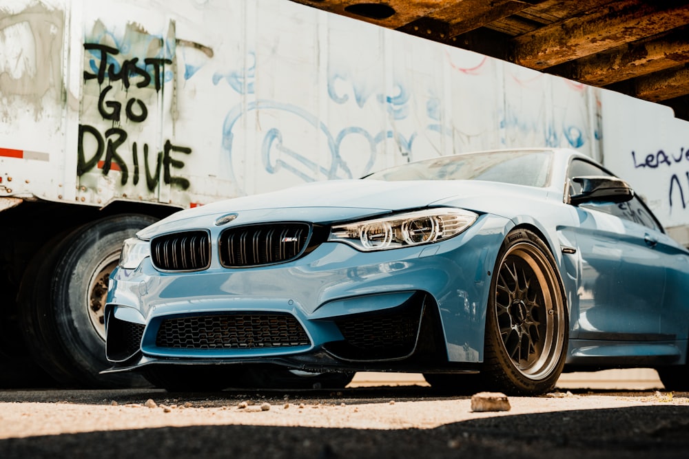 a blue sports car