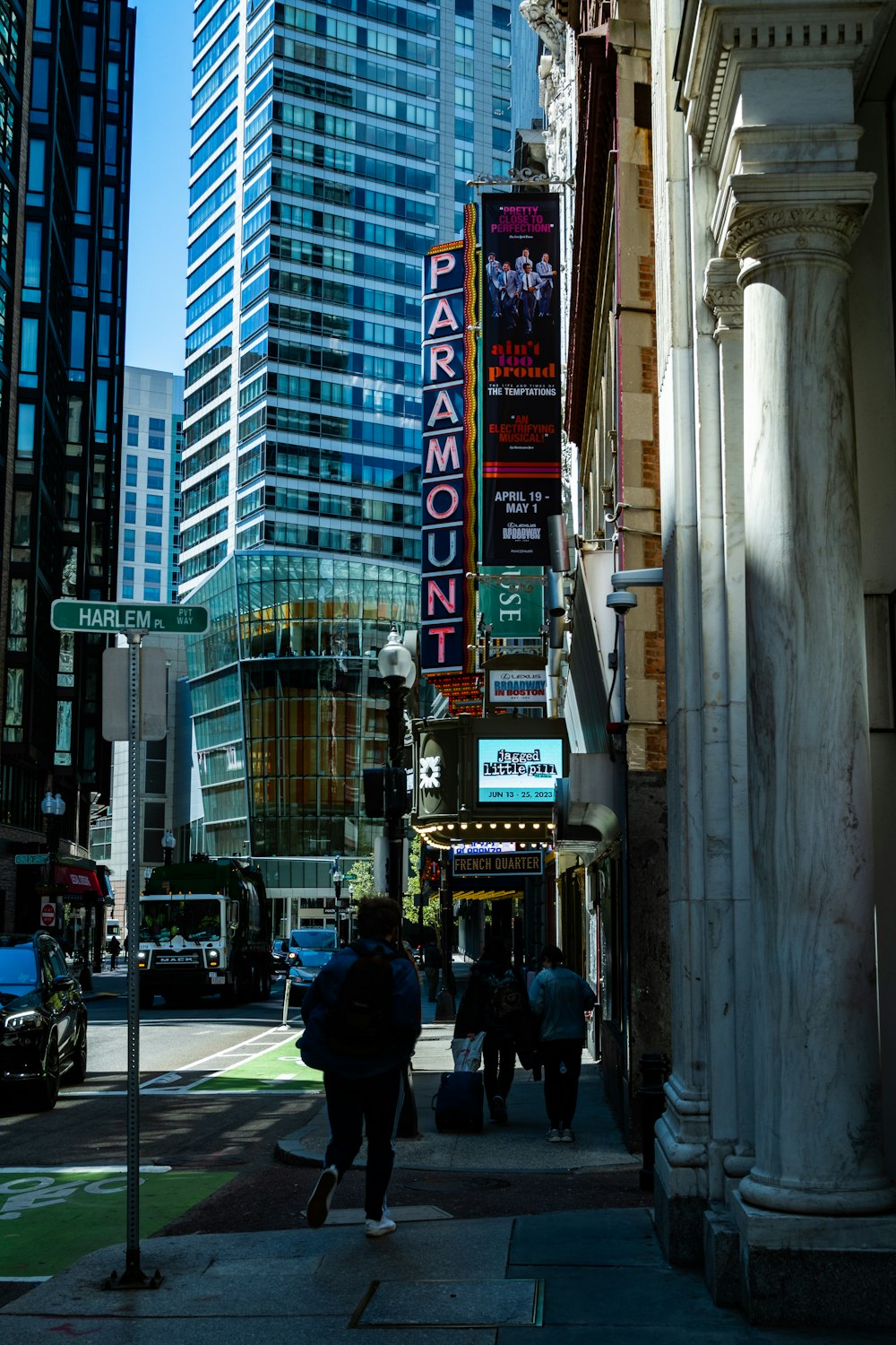 a city street with many signs