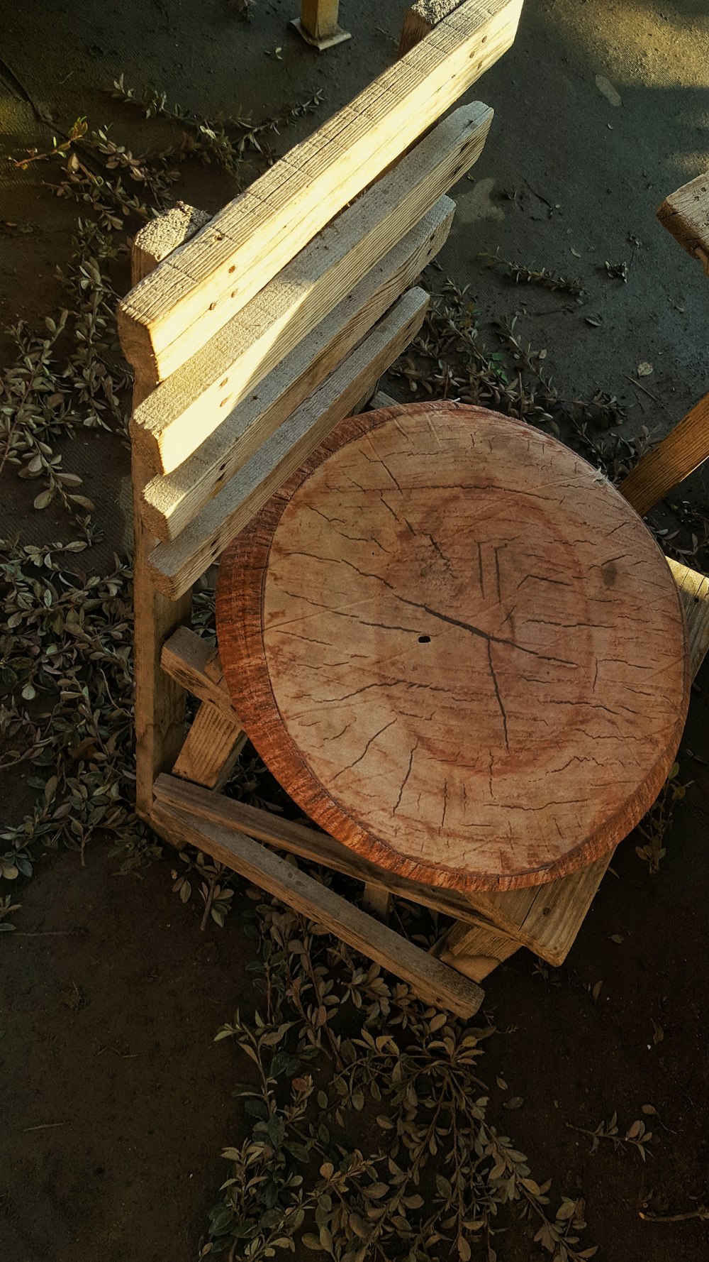 a chair outside with a cushion