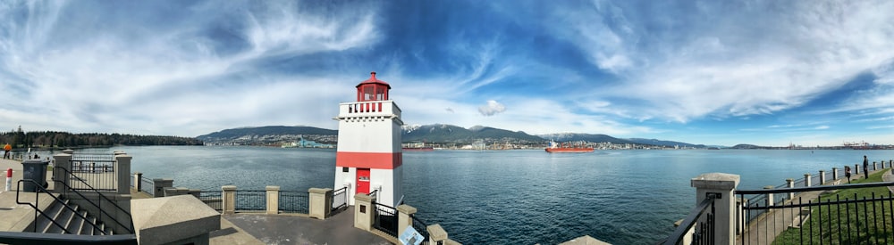 a lighthouse on a pier