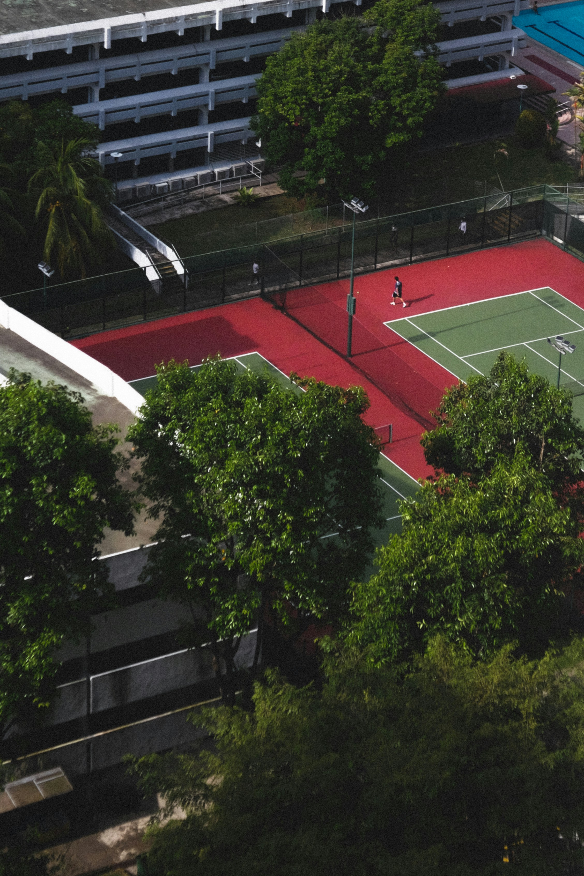 a tennis court with a net