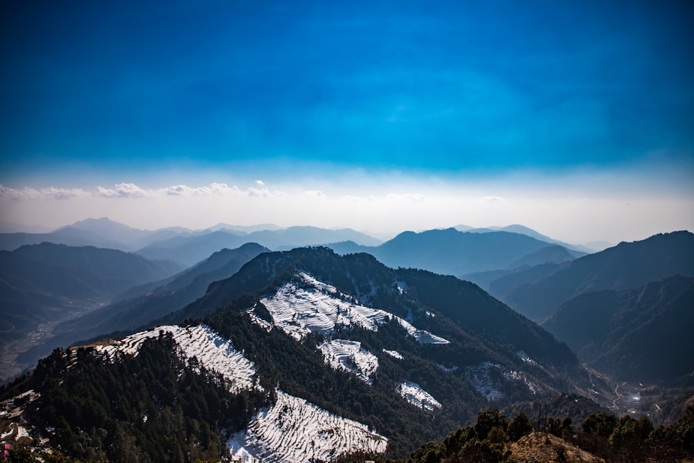 a mountain range with snow