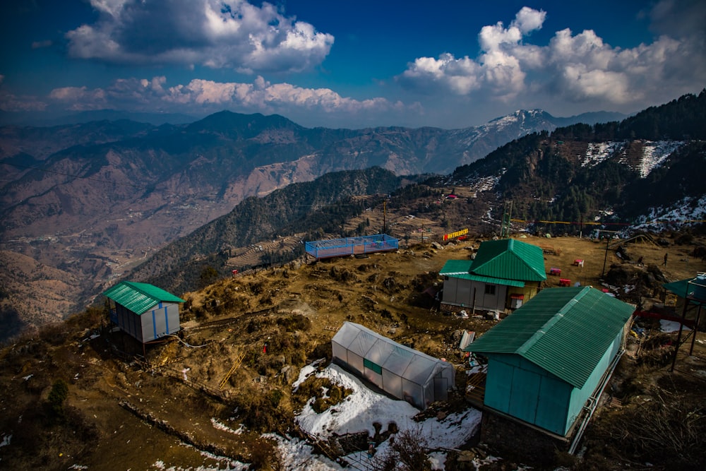 a group of buildings in a valley