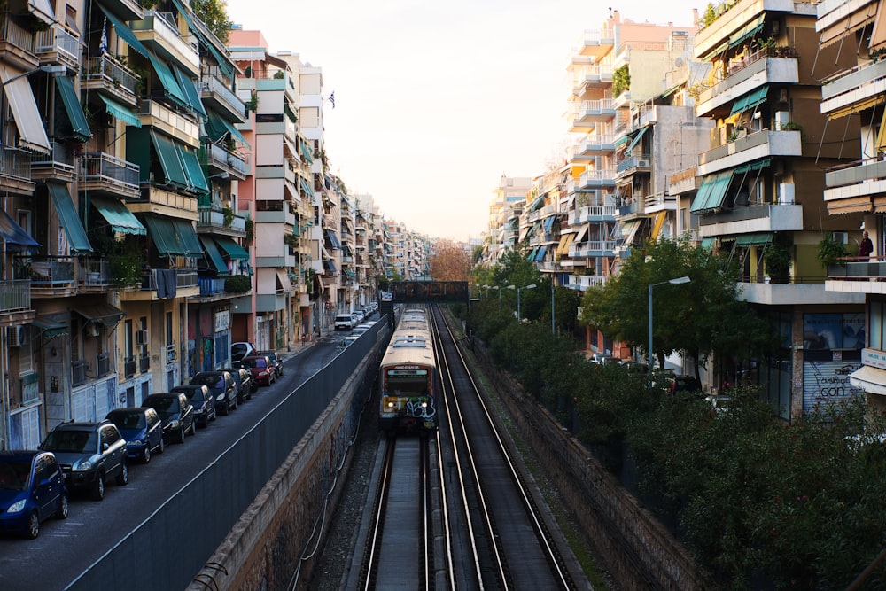 a train on the railway tracks