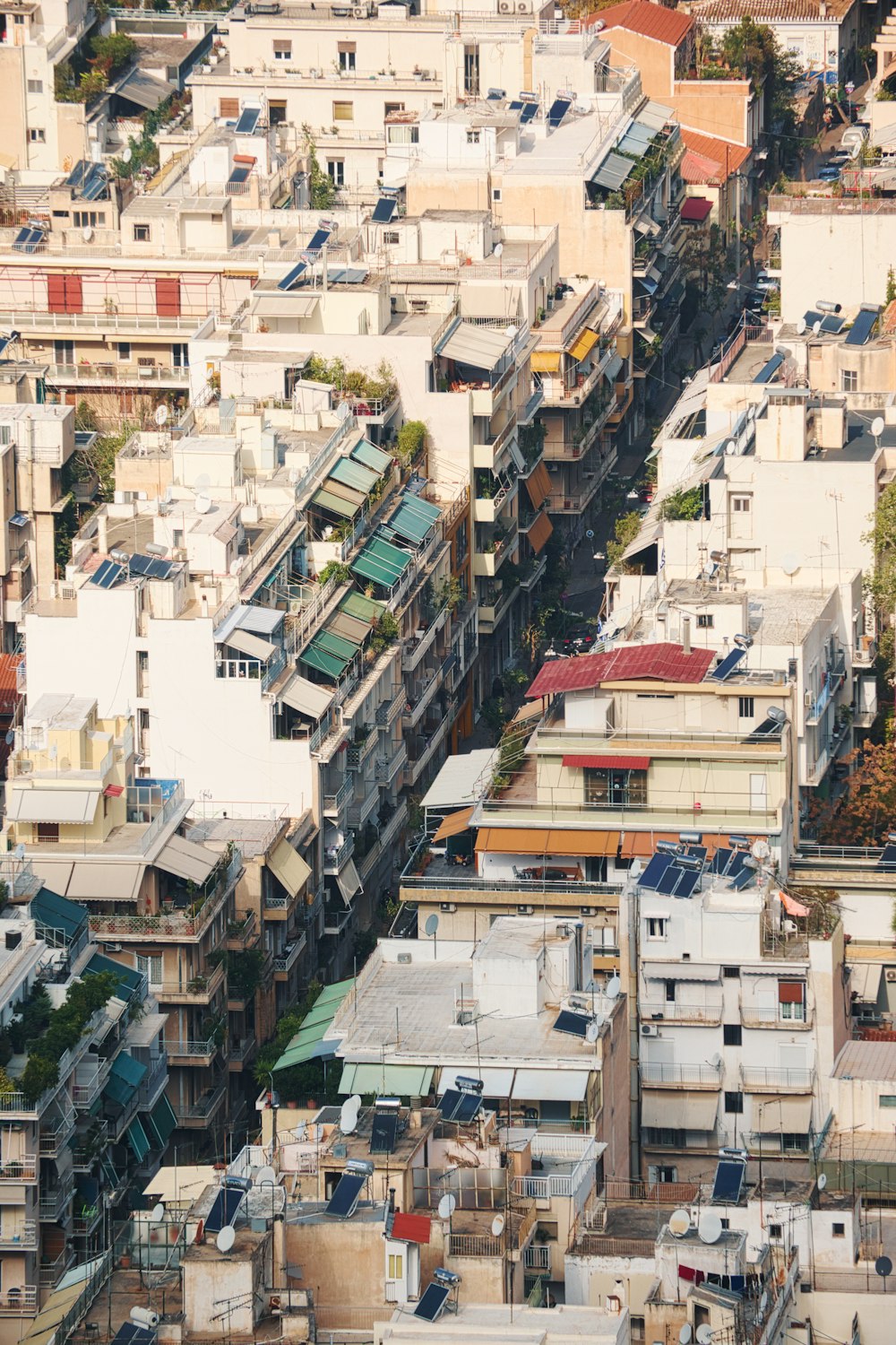 a high angle view of buildings