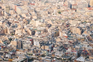 A bustling apartment complex in the city.