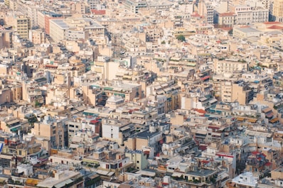 A bustling apartment complex in the city.