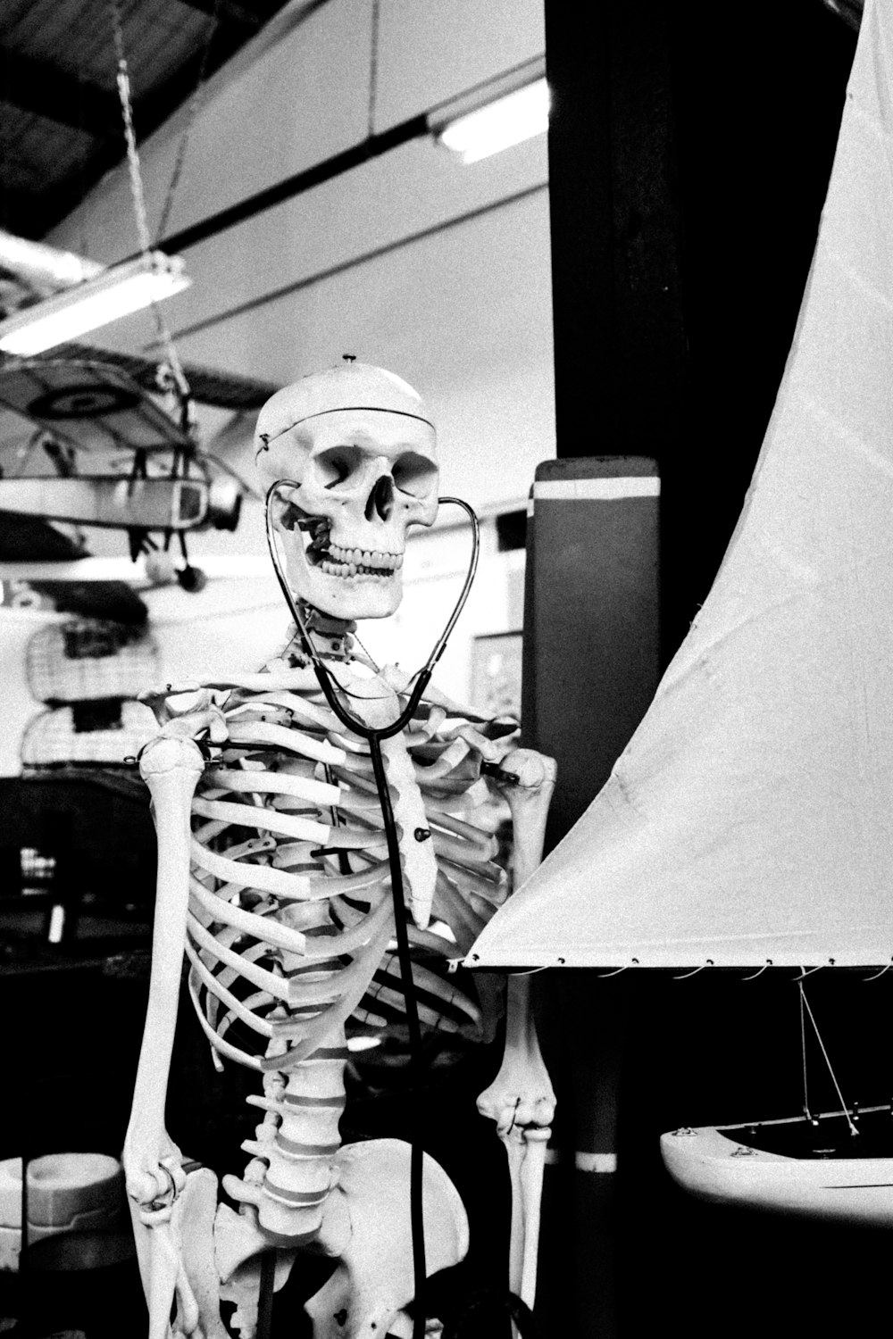 skeleton holding a flag