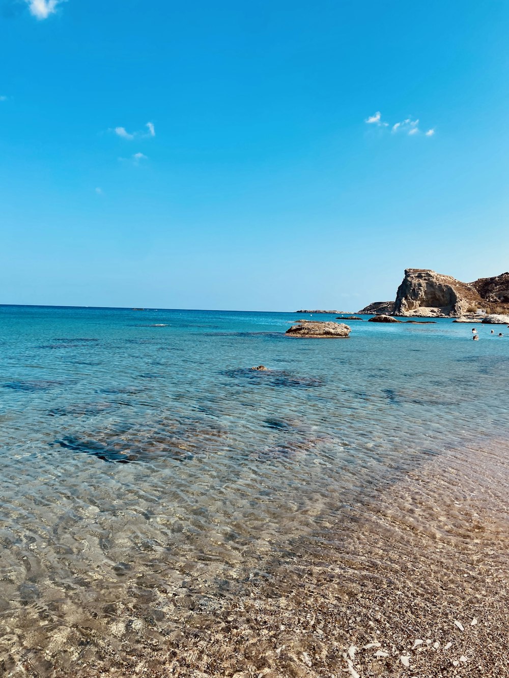 a beach with rocks and water