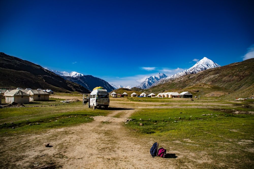 a group of tents in a field