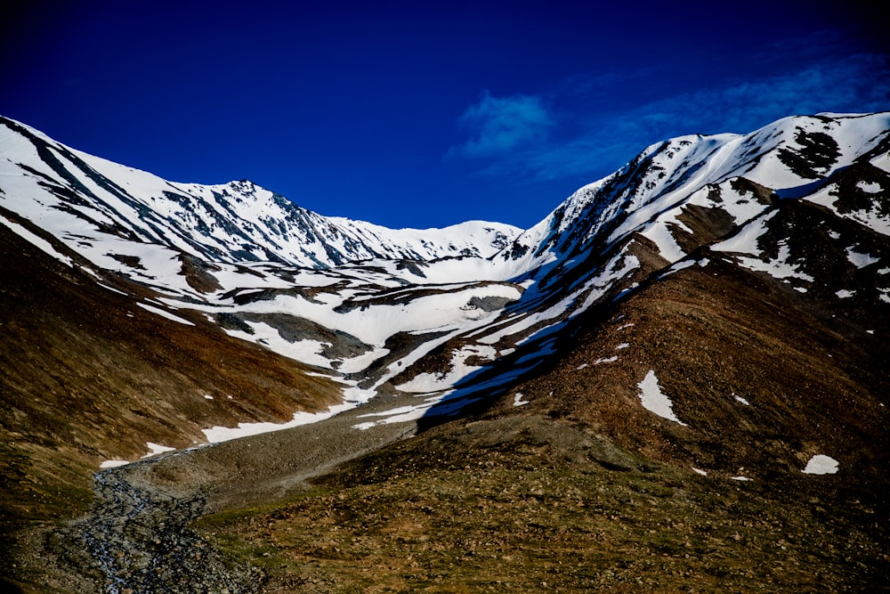 a river running through a snowy mountainous region