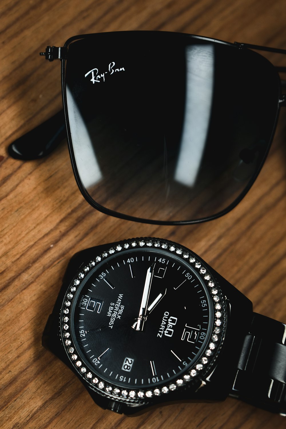 a black watch with a white face