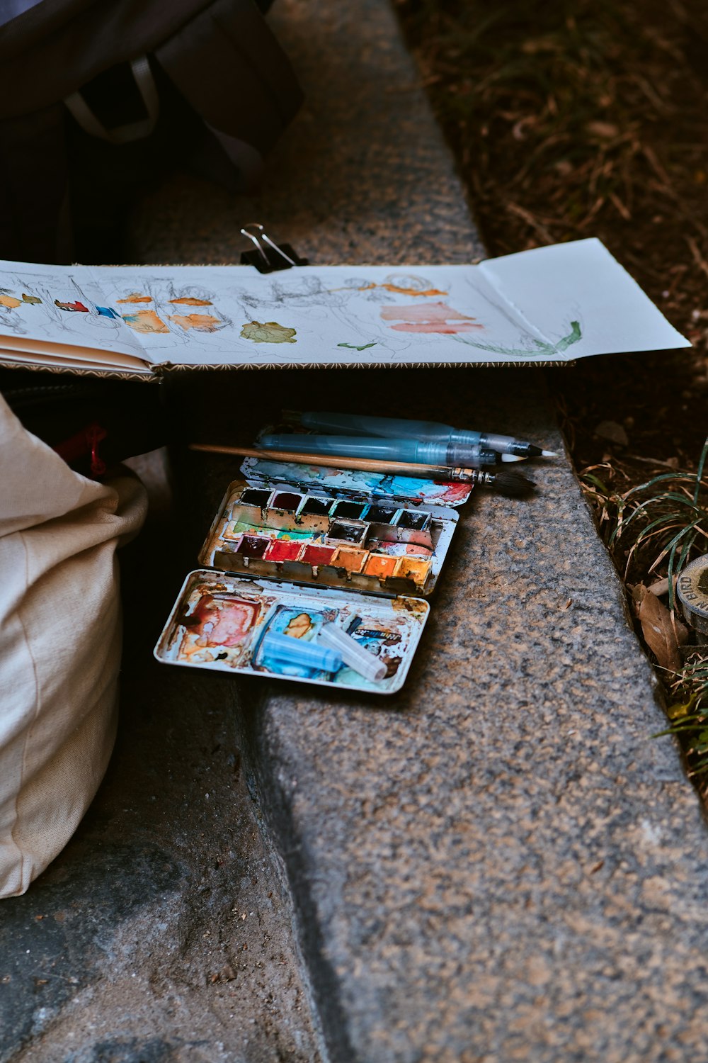 a table with a variety of objects on it