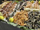 a table full of seafood