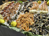 a table full of seafood