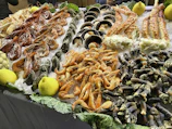 a table full of seafood