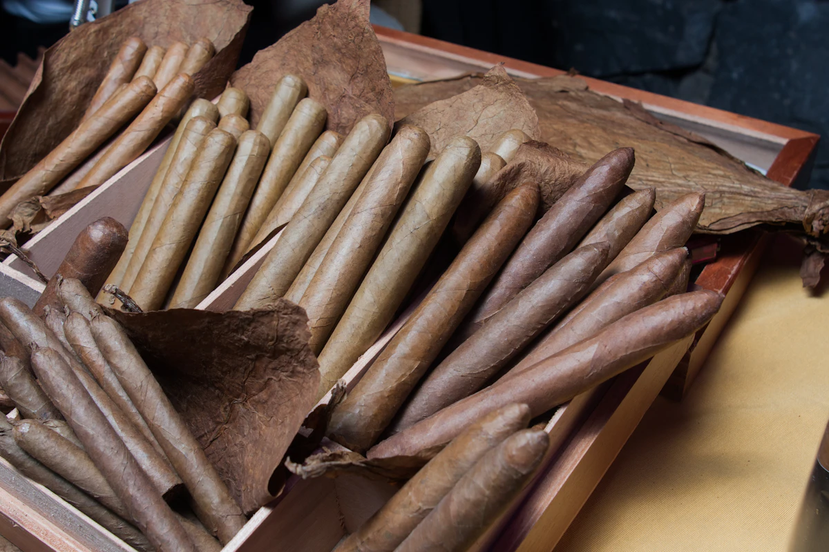 Premium dark cigar with rich detailed band on a polished surface