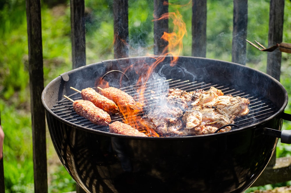 a grill with food on it