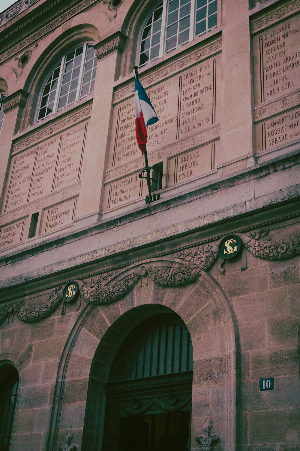 a flag on a building