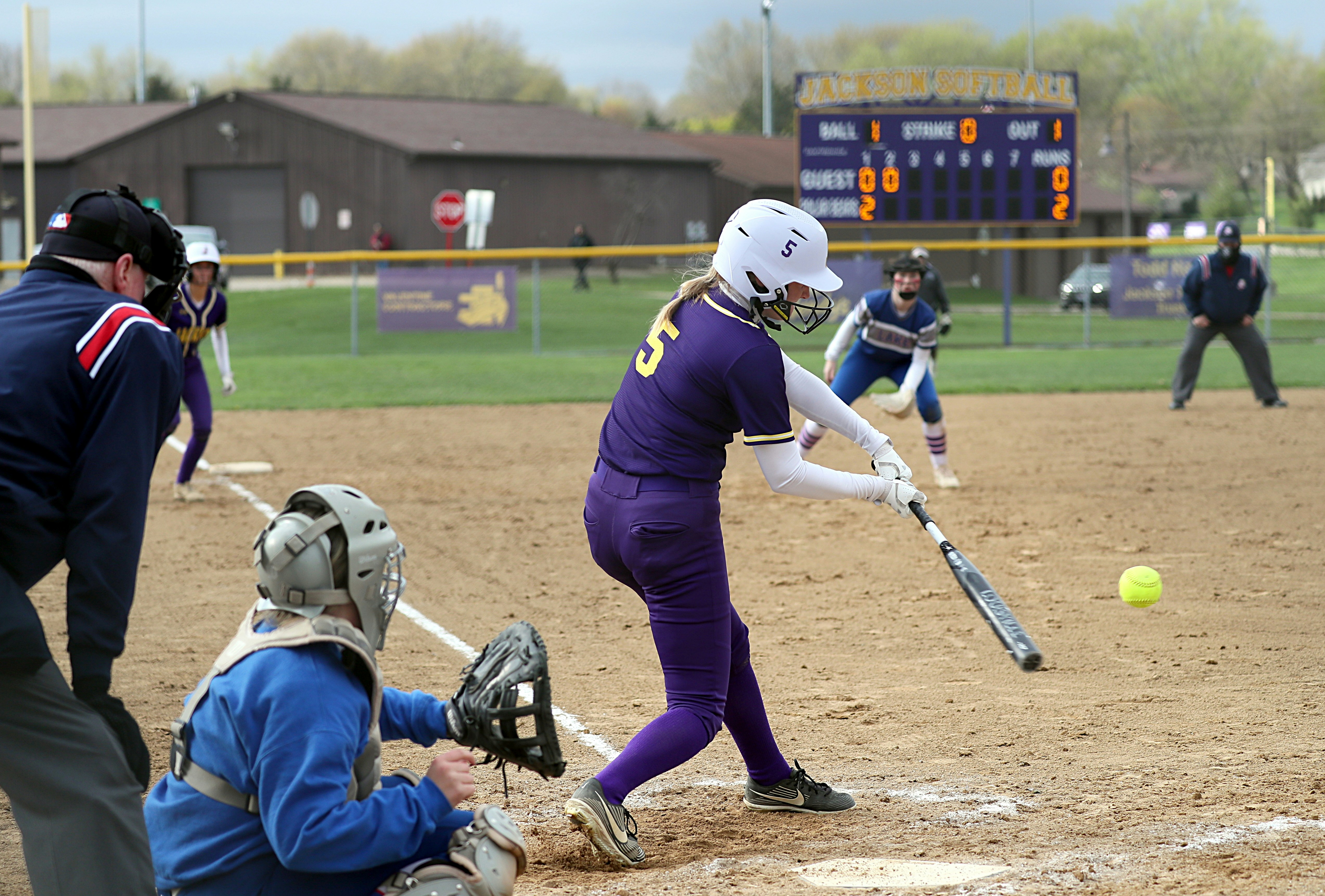 Softball player in action