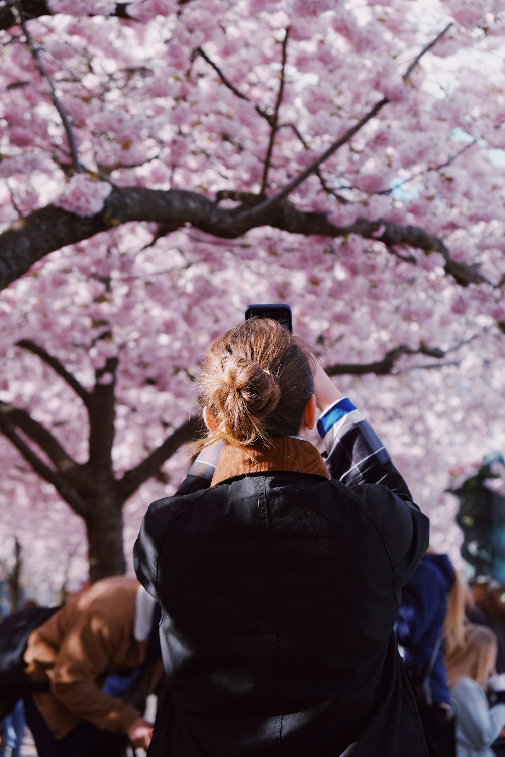 a person walking under a tree