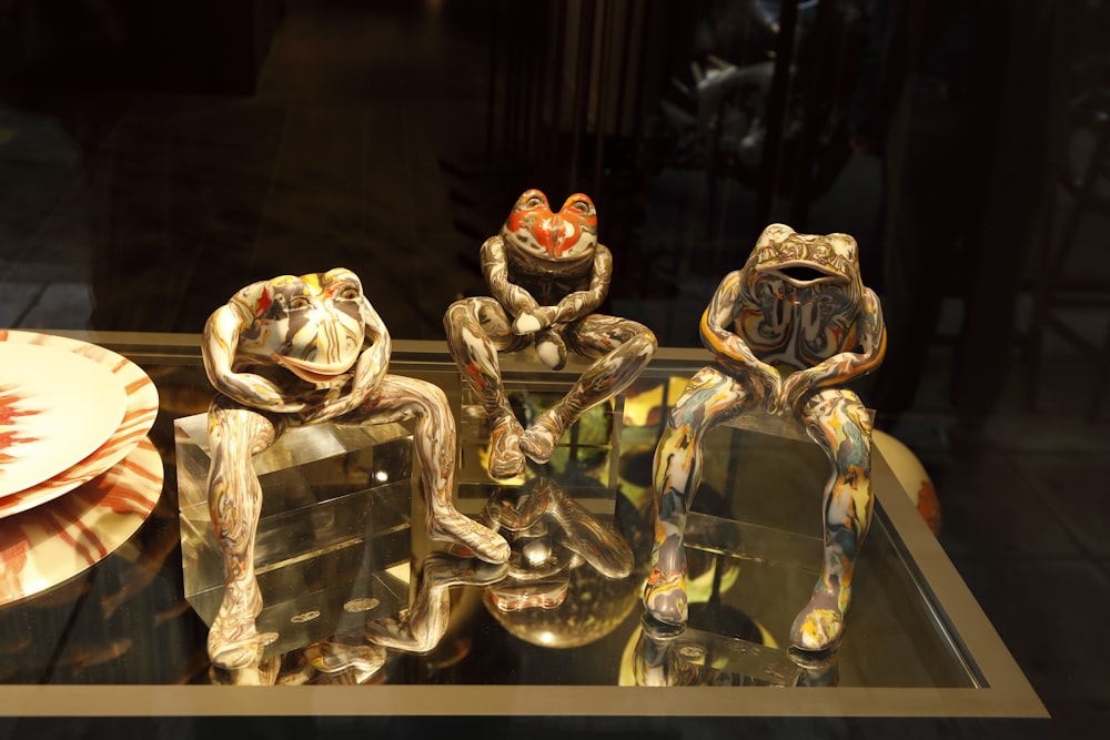 a group of gold statues