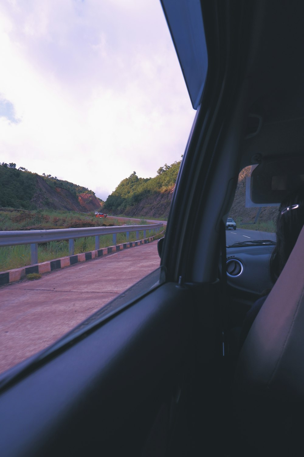 a car driving on a road