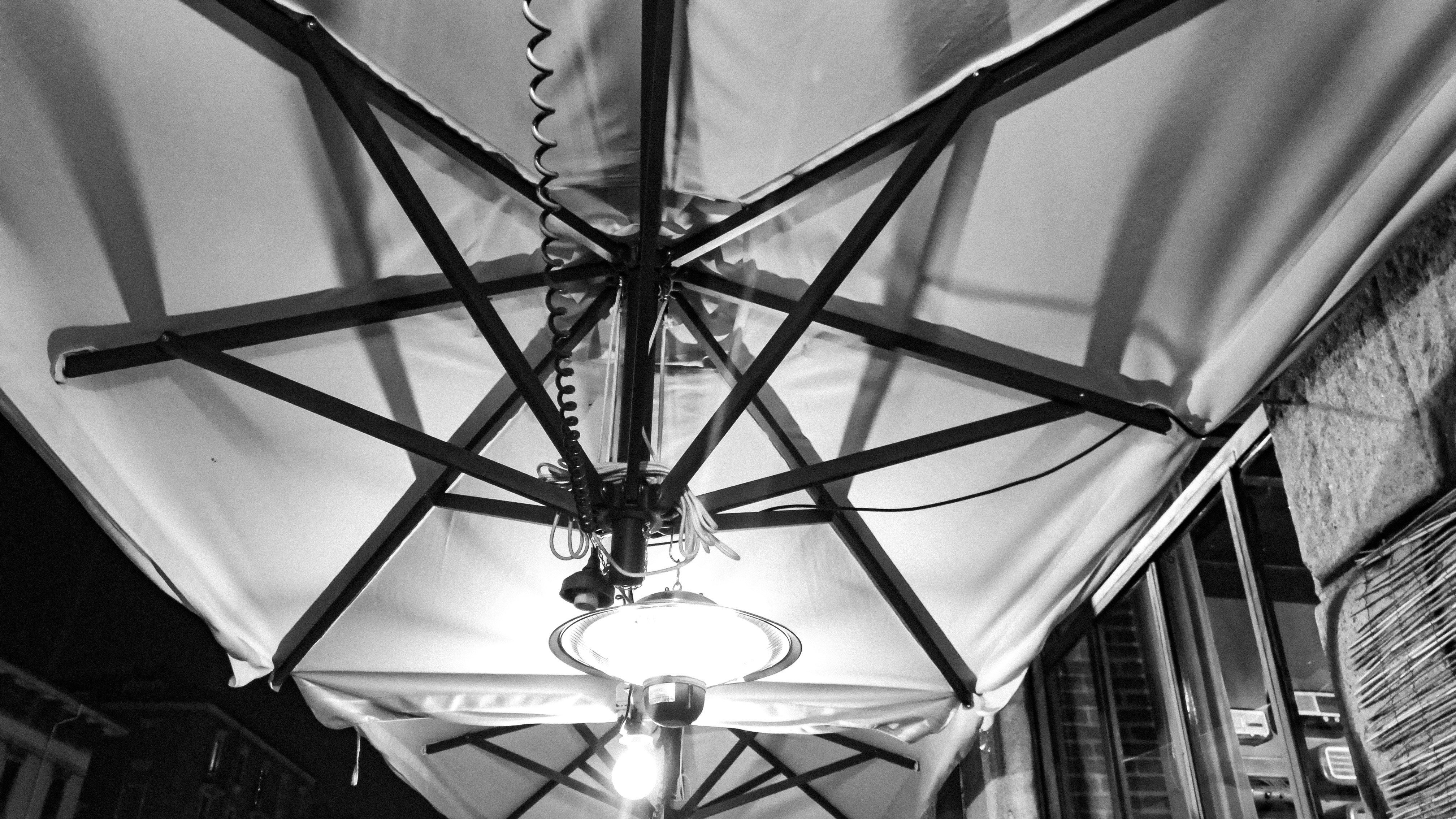 a lamp shade with a fan