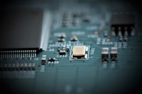 a circuit board with many small components