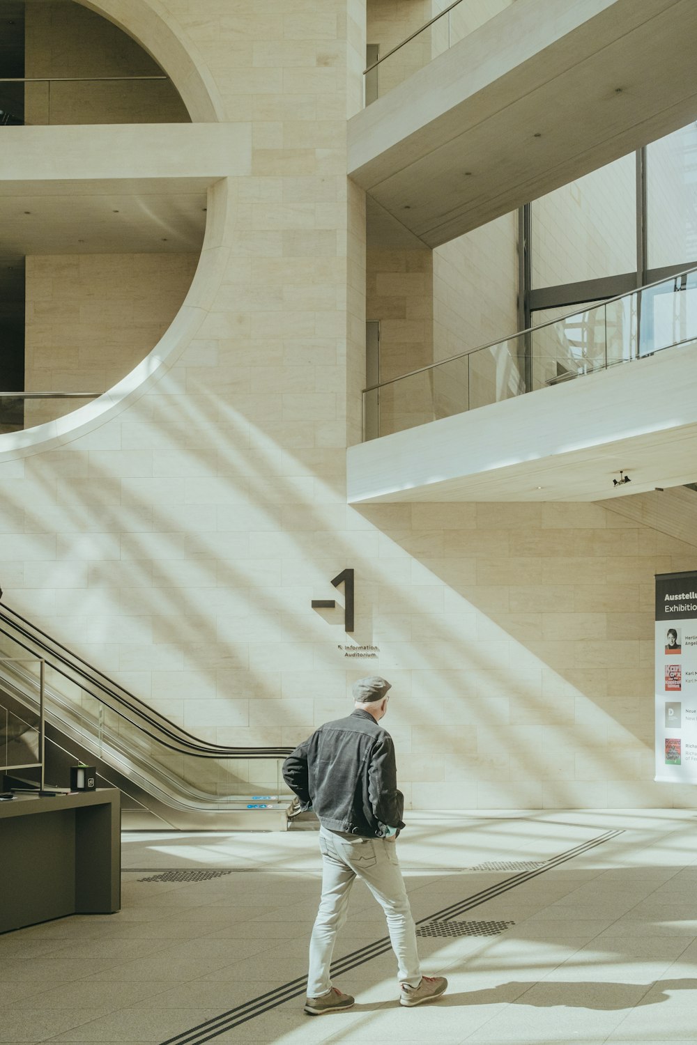 a person walking up a staircase