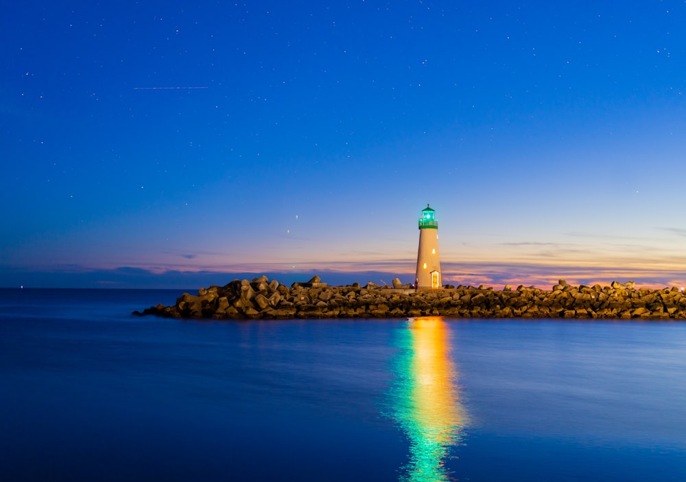 a lighthouse on an island