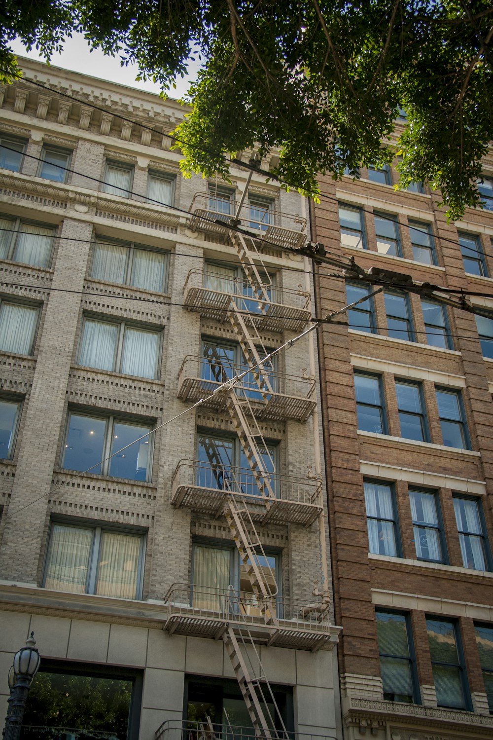 a tall building with a ladder