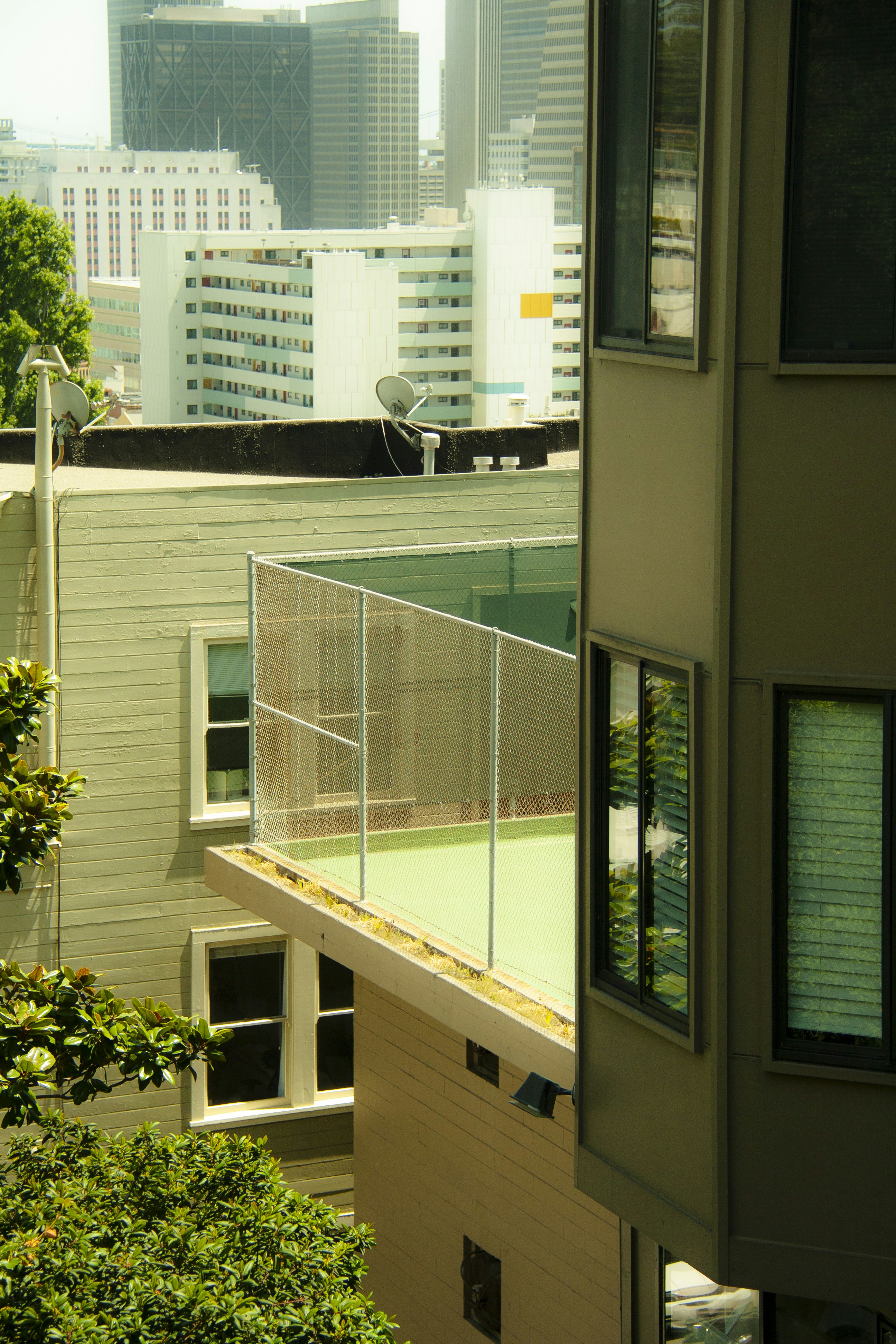 a view of a city from a balcony