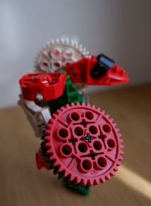 a red and white toy