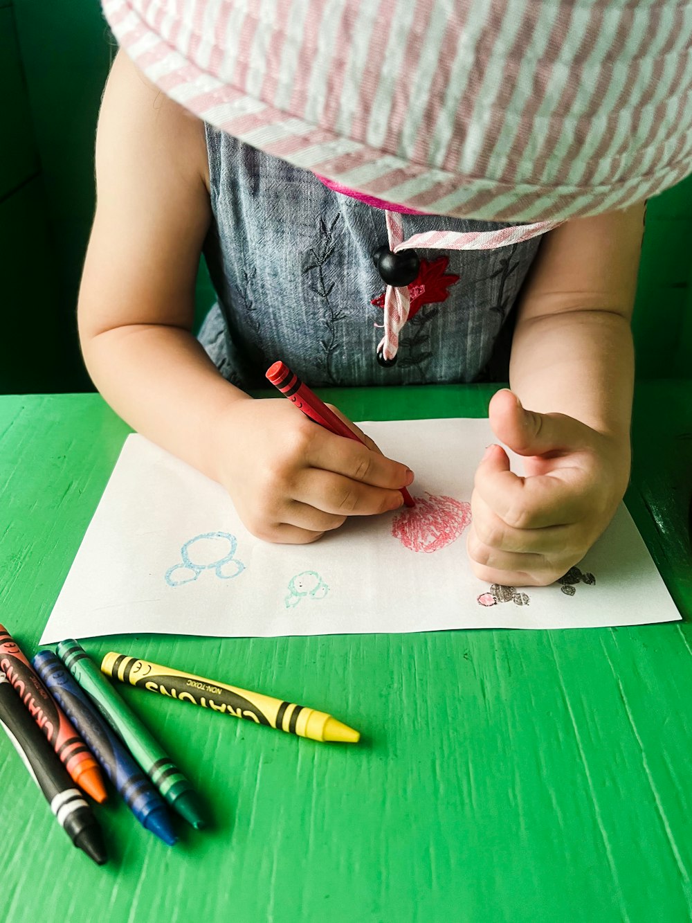 a child drawing on a piece of paper