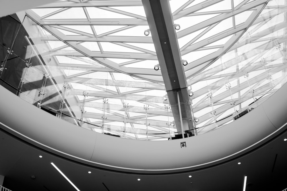 a large glass ceiling with many windows