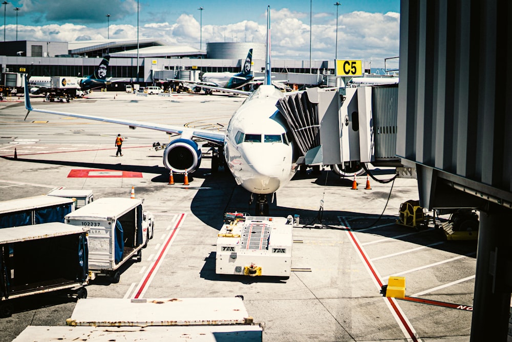 an airplane is being prepared for a flight