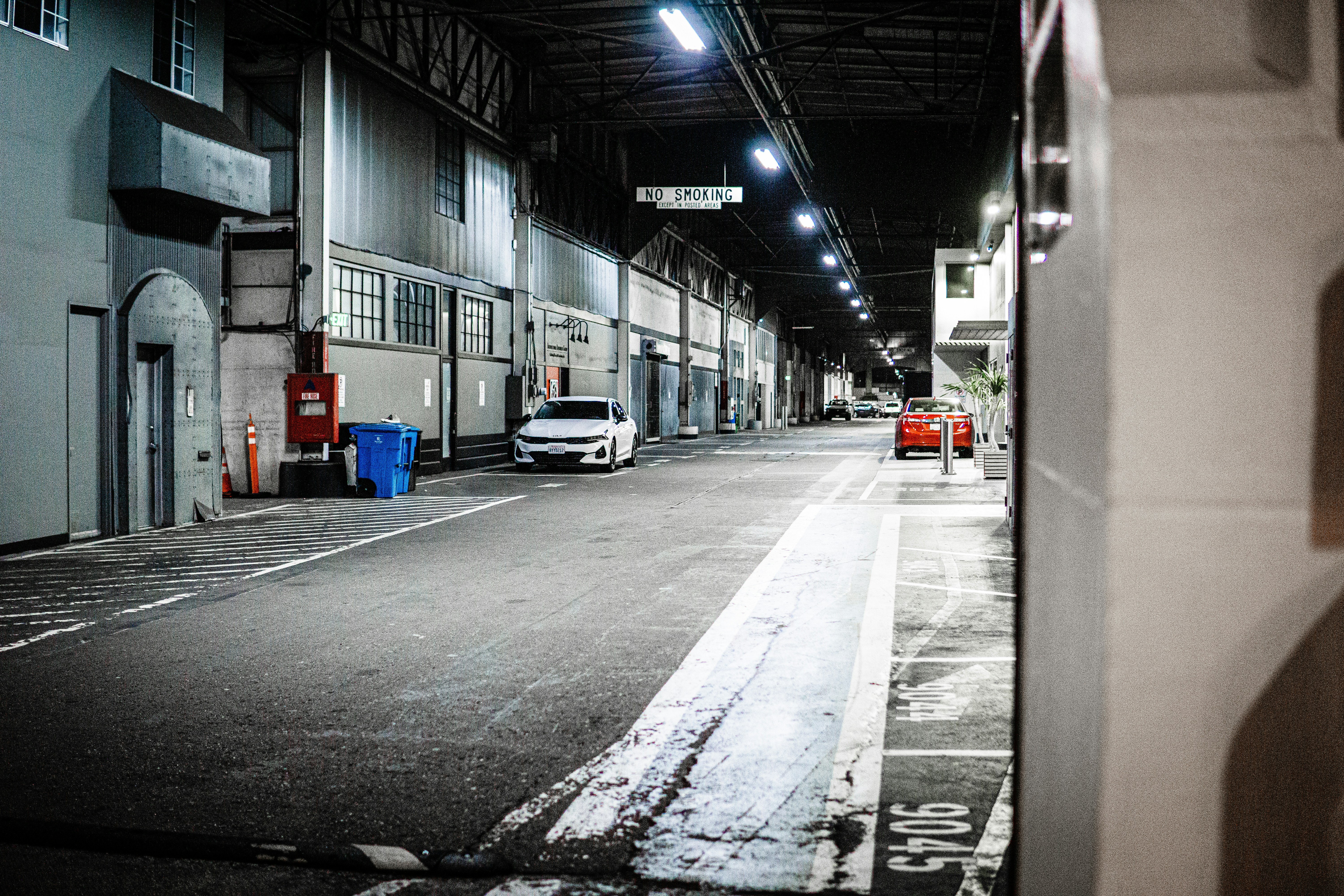 Electric car on a lift with underbody and suspension visible during service