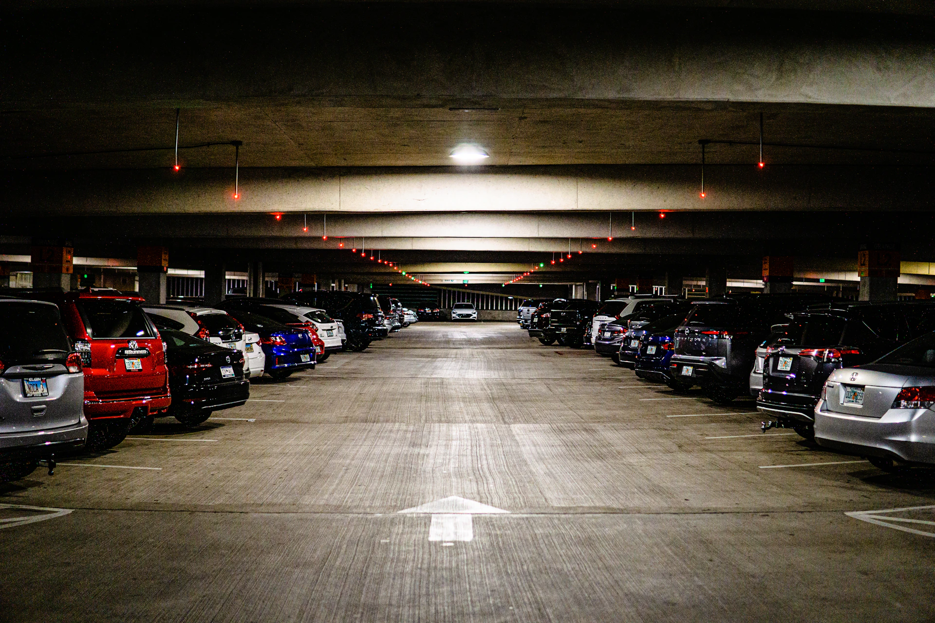 a parking lot full of cars
