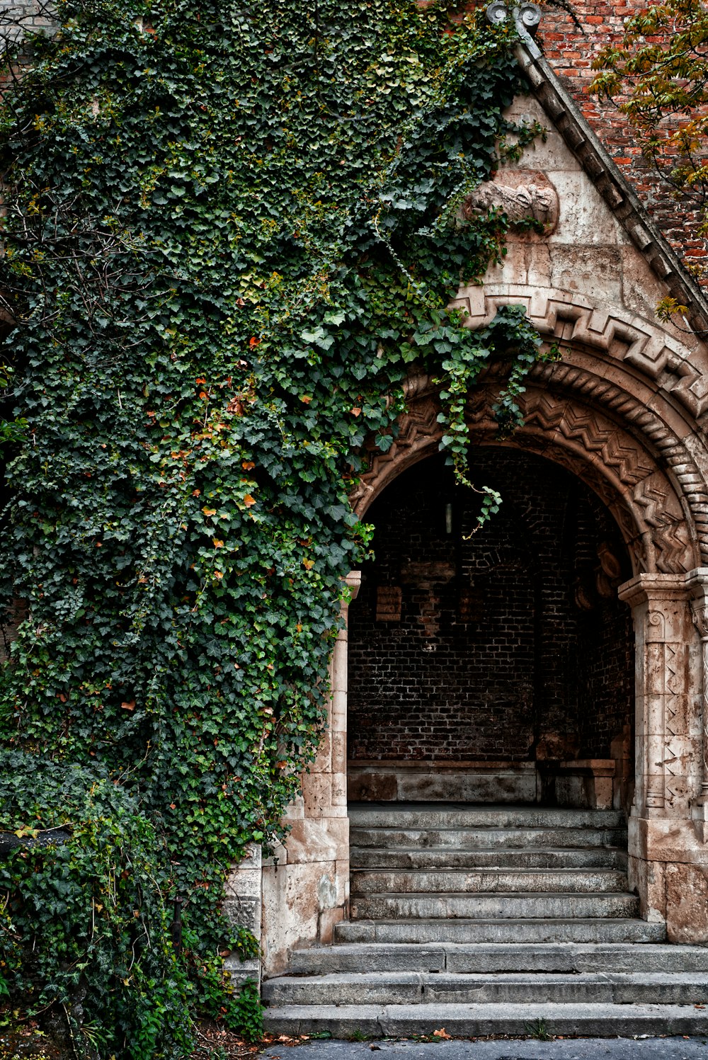 a staircase leading to a building