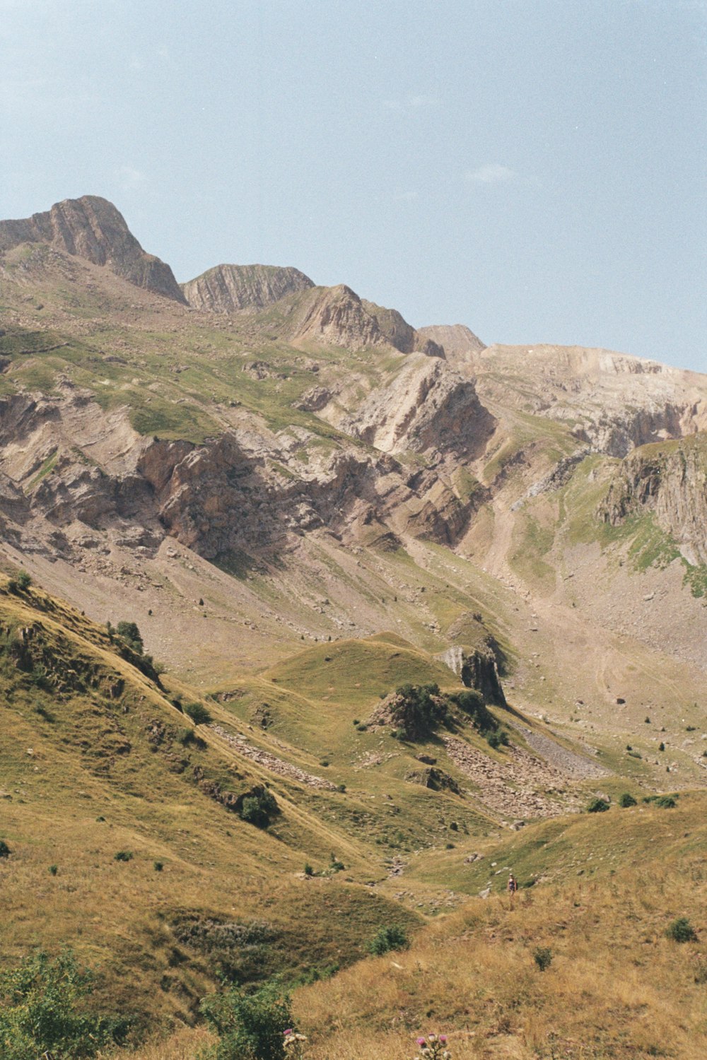 a rocky mountain with trees