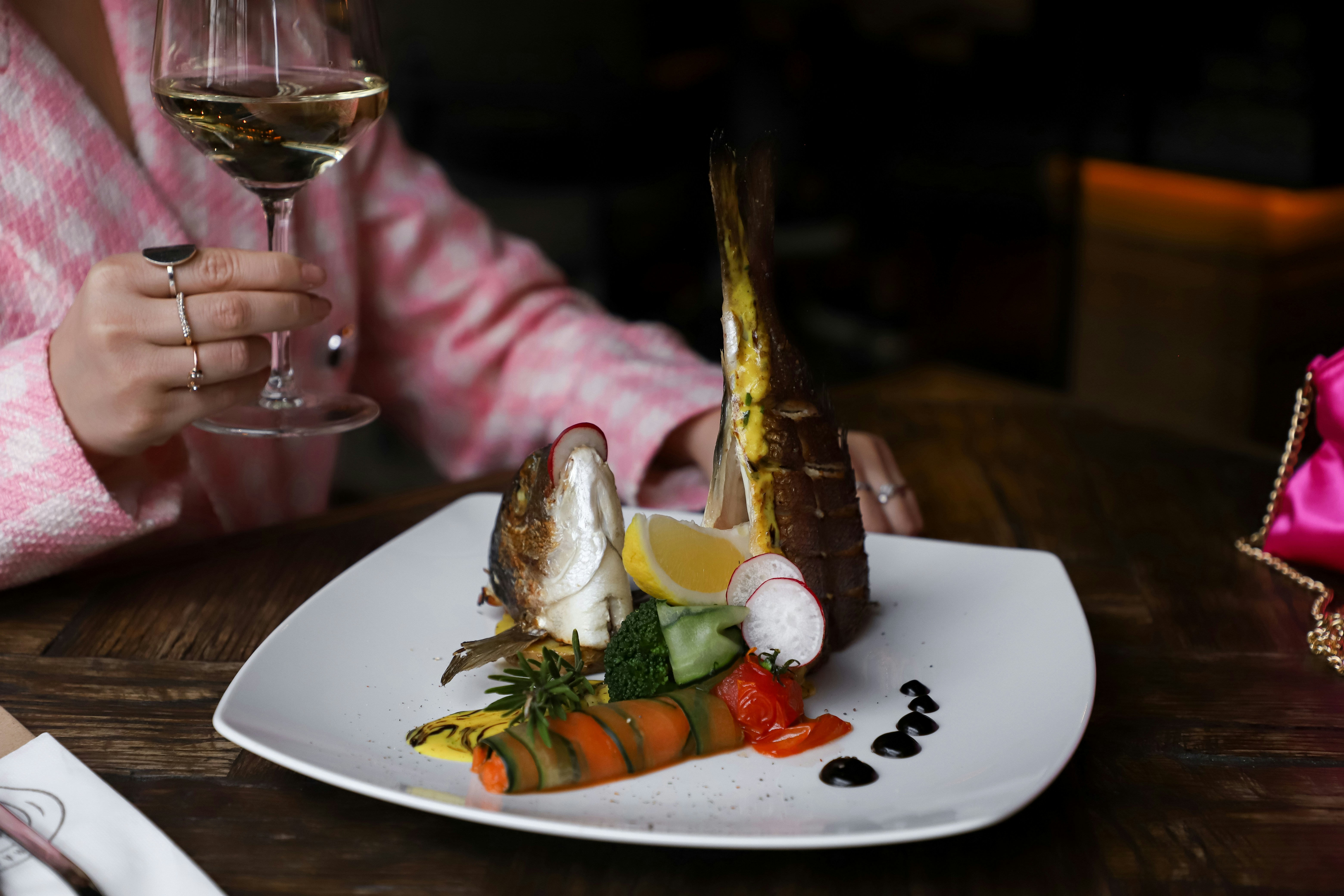A plate of food and a glass of wine photo – Free Wine tasting Image on ...