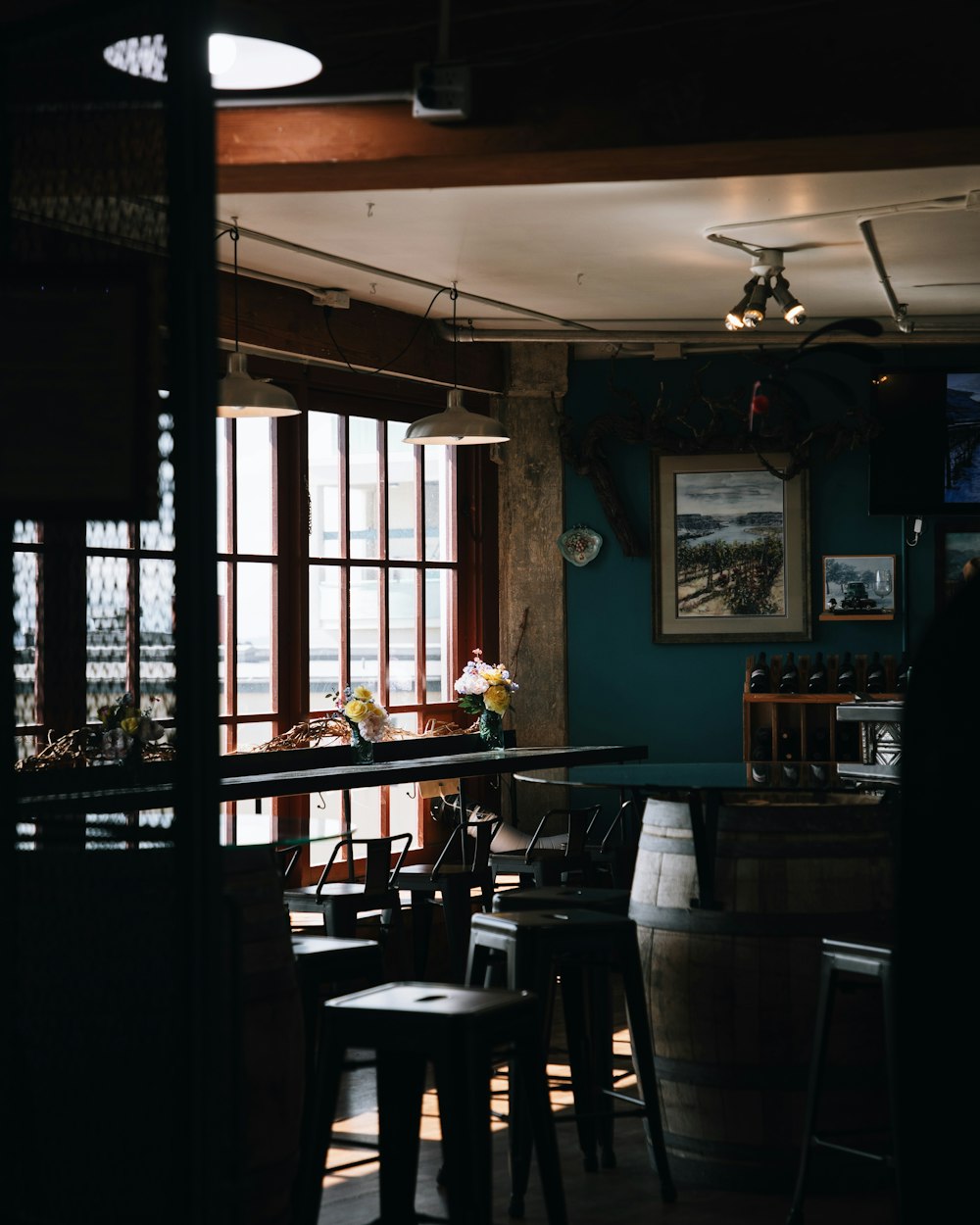 a room with tables and chairs