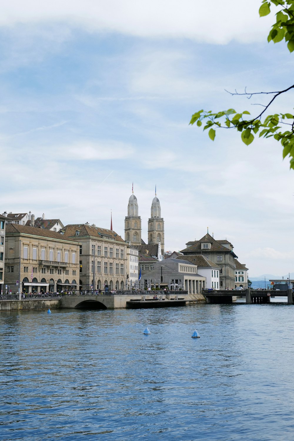 a body of water with buildings along it