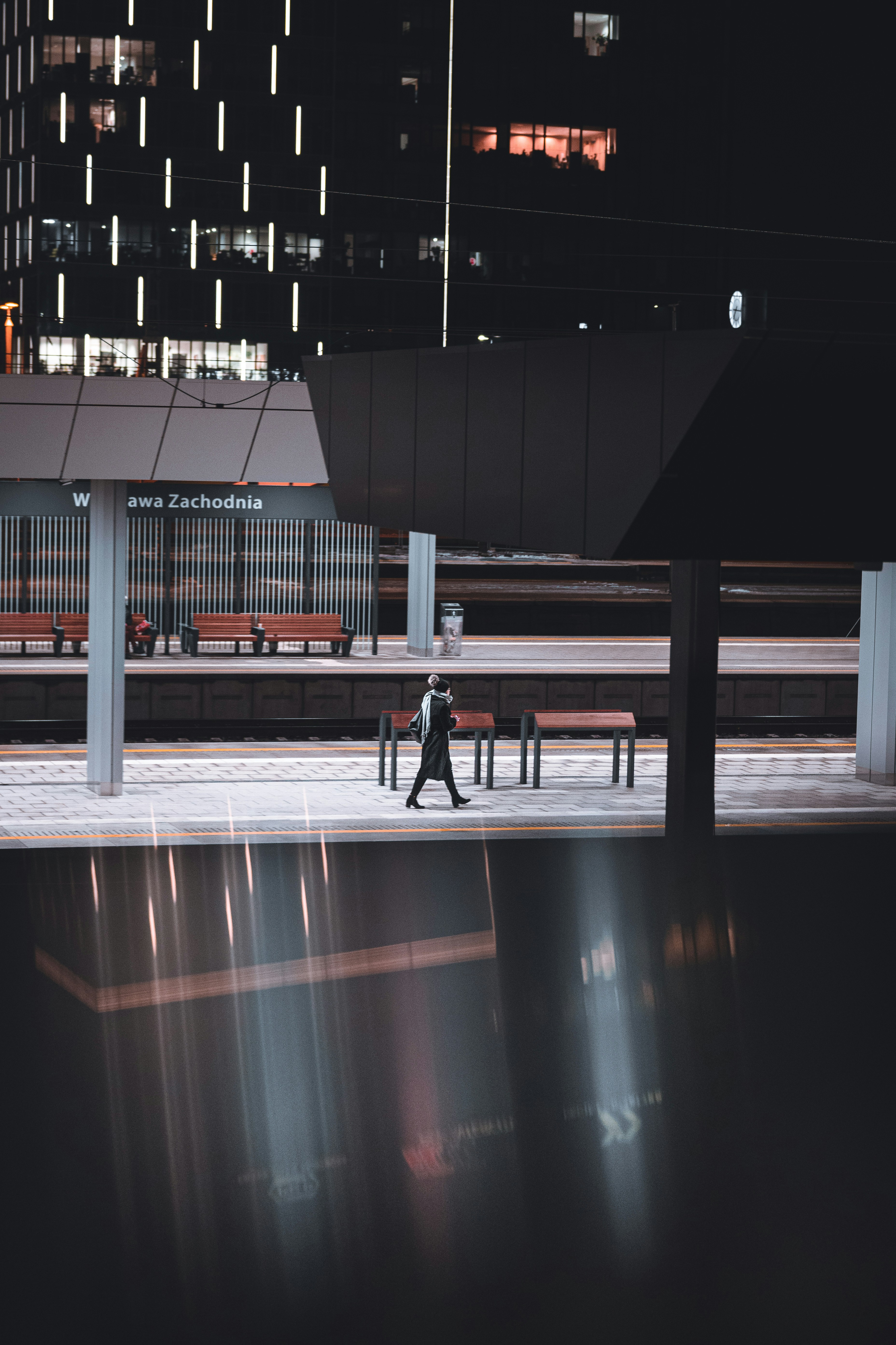 a person walking on a platform